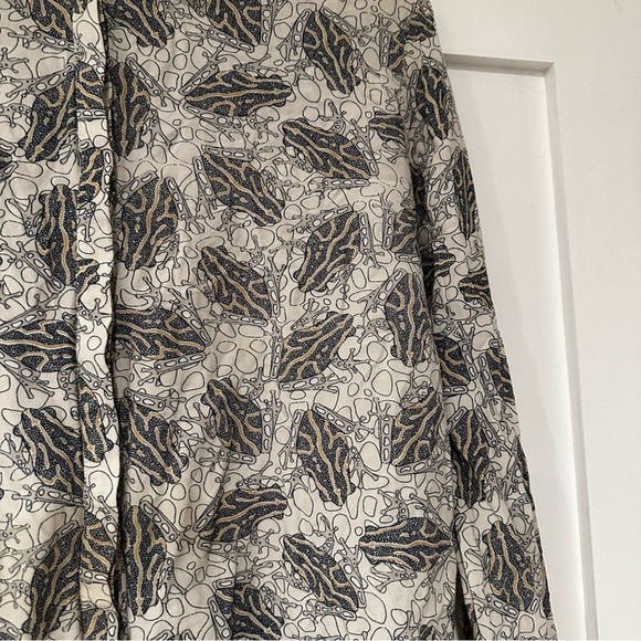 Storm & Marie Frog Print Button Front Shirt Blouse sz L - Picture 2 of 8